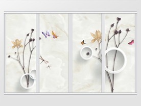 现代淡雅花朵移门