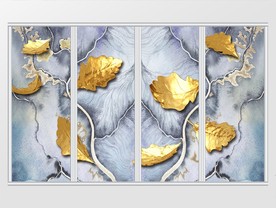 现代创意纹路金色叶子移门