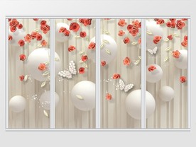 时尚浪漫3D立体玫瑰花移门