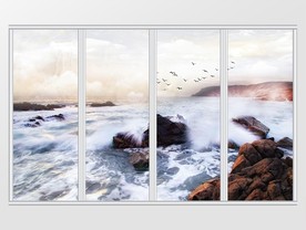 大理石纹山水移门