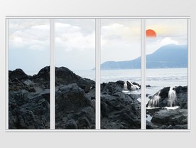 大理石纹山水移门