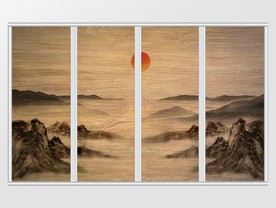 新中式水墨夕阳远山诗意移门