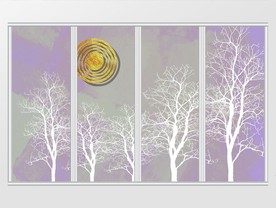 简约大气唯美金箔树木移门