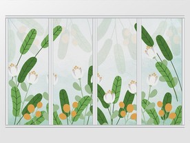 现代简约手绘花鸟田园移门