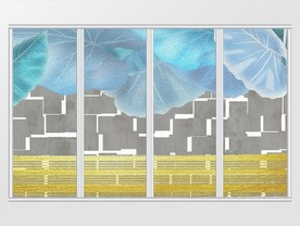 现代简约清新唯美荷叶几何移门