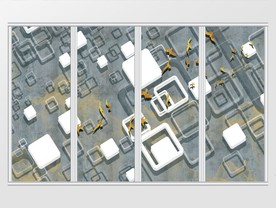 现代简约几何抽象金色飞鸟移门