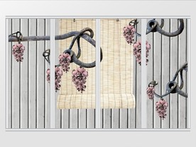 现代风粉色花卉树干移门