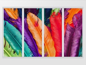 现代简约手绘七彩羽毛移门