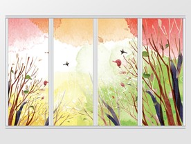 新中式彩色树林移门