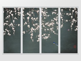 新中式唯美意境桃花移门