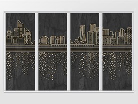 北欧现代简约城市剪影移门