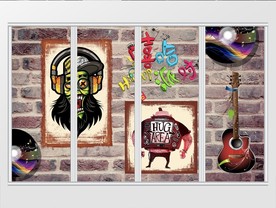 复古墙砖吉他炫酷移门