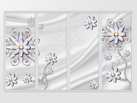 时尚奢华珠宝花朵移门