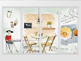 时尚下午茶浓香饮品移门