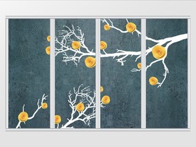 唯美金箔花卉花枝创意移门