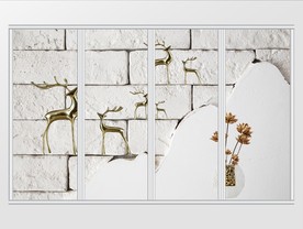 现代风创意墙面麋鹿花瓶移门