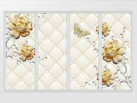 现代金色简约钻石玫瑰移门