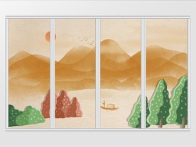新现代简约彩绘风景移门
