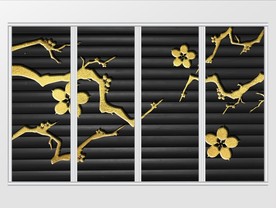 新现代金色梅花纹理移门