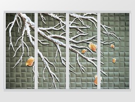 新中式几何背景树枝移门