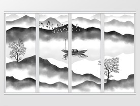 中式水墨山水移门