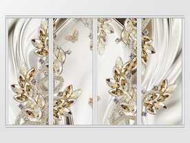 3d金色珠宝蝴蝶移门