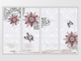 3d紫钻珠宝花朵蝴蝶移门