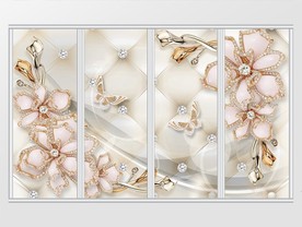 3d钻心珠宝花朵钻石移门