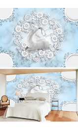 欧式花纹浮雕花麋鹿装饰画背景墙