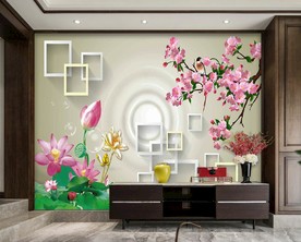 3d立体方框水中荷