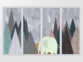 现代简约石纹卡通几何图案移门