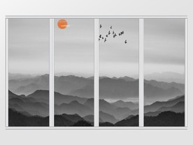 大气中国风新中式水墨山水移门