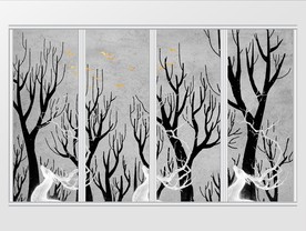 现代简约抽象树麋鹿移门