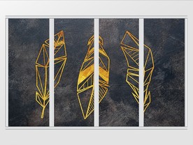 现代简约黑镜几何树叶移门