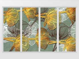 简约金色线条花朵创意布艺移门