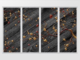 现代简约立体浮雕桃花移门