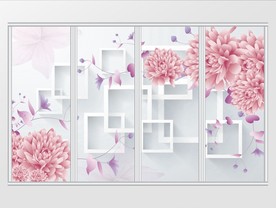 立体方框花朵花卉移门