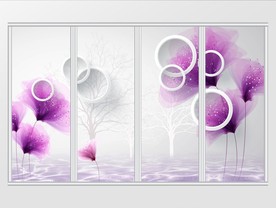 梦幻紫色花朵3D移门
