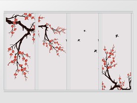 新中式古典雅致花鸟工笔移门