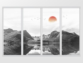 新中式唯美意境山水移门