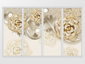 贵气镶钻珠宝花朵移门