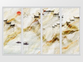 水墨纹写意山水移门