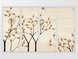 木质背景金色叶子移门