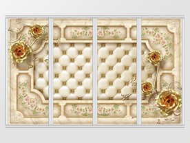 欧式玫瑰金珠宝花纹移门