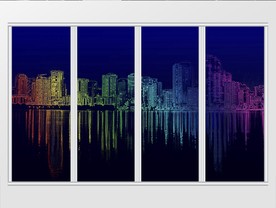 现代简约炫彩城市移门