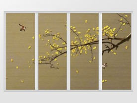 新中式古典屏风式银杏落叶移门