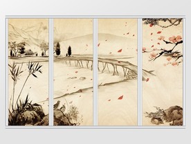 新中式诗意小桥流水人家移门