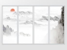 新中式唯美风景移门