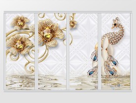 3d钻石珠宝孔雀移门