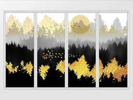 北欧抽象森林风景移门